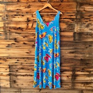 JOSTAR | Vibrant Blue Butterfly Maxi Dress XL